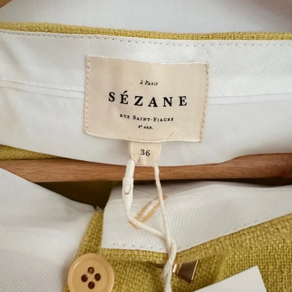 NWT Sezane Corentin Trouser in Yellow Linen (US 4) - Picture 3 of 3